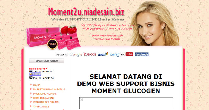 Website Support system GLUCOGEN / MOMENT2U