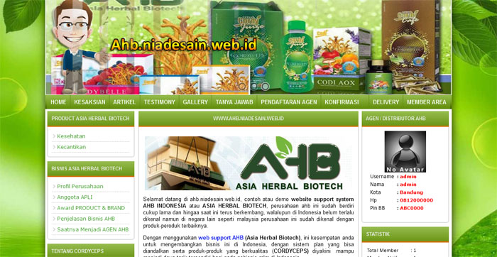 Web support AHB Indonesia (Asia Herbal Biotech)